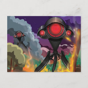 Science Fiction Alien Tripod Angriff! Postkarte
