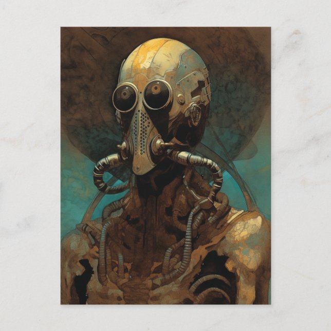 Science Fiction Alien Wear Helmet Mask Postkarte (Vorderseite)