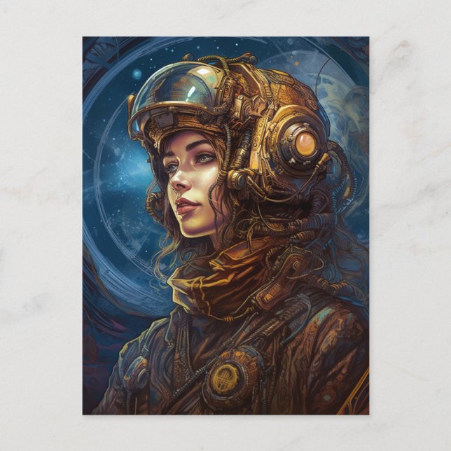 Science Fiction Art Pilot Lady Futuristic Postkarte (Vorderseite)