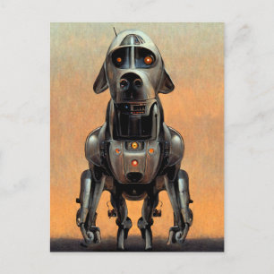 Science Fiction Art   Portrait eines Roboterhundes Postkarte