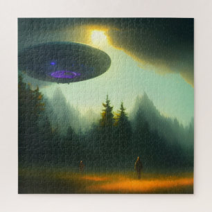 Science-Fiction: Außerirdische UFO-Landung im Wald Puzzle