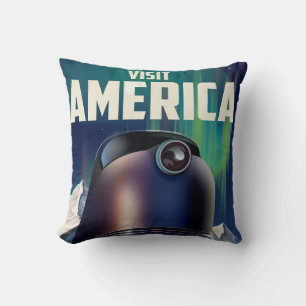 Science-Fiction-Besuche-Amerika-Reiseposter Kissen
