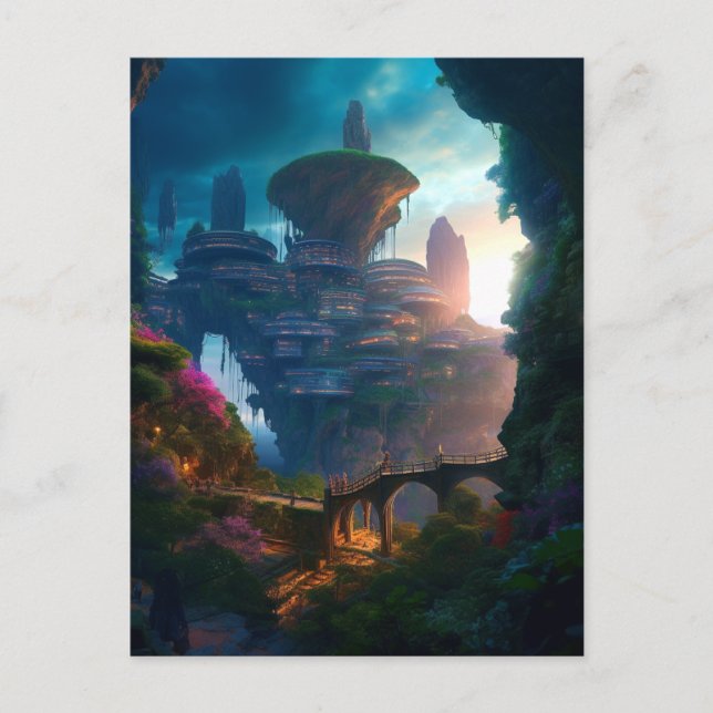 Science Fiction City Landscape Sci Fi Postkarte (Vorderseite)