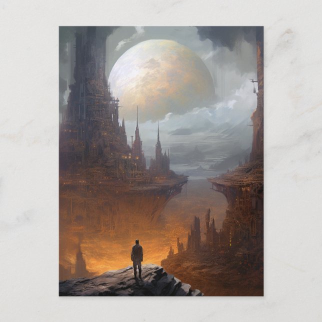 Science Fiction City Landscape Sci Fi Postkarte (Vorderseite)