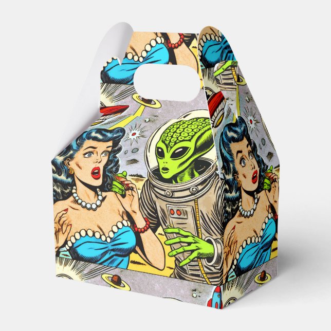 Science Fiction-Comicen für Retro-Alien Geschenkschachtel (Vorderseite)