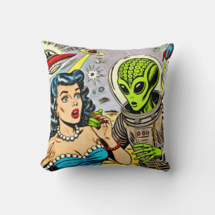 Science Fiction-Comicen für Retro-Alien Kissen