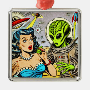 Science Fiction-Comicen für Retro-Alien Ornament Aus Metall