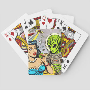 Science Fiction-Comicen für Retro-Alien Spielkarten