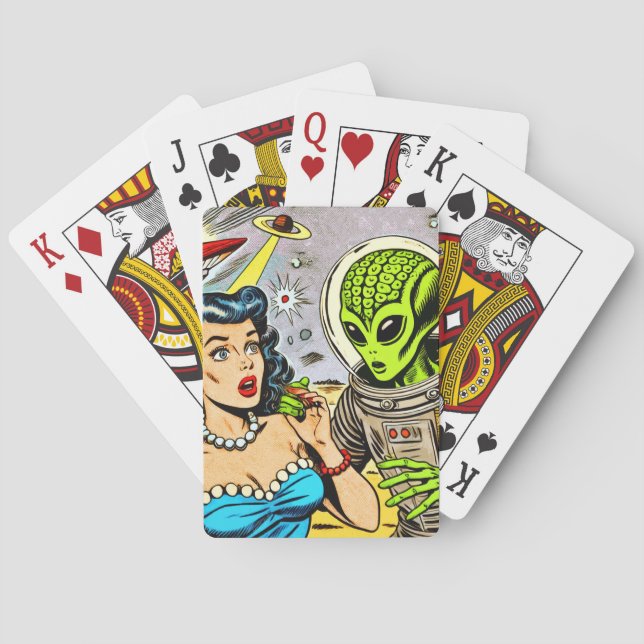 Science Fiction-Comicen für Retro-Alien Spielkarten (Rückseite)