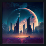 Science Fiction Cyberpunk Space City Acryl Wandkunst<br><div class="desc">Fantasy Art Produkte von The Lunarium.</div>