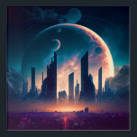 Science Fiction Cyberpunk Space City Acryl Wandkunst<br><div class="desc">Fantasy Art Produkte von The Lunarium.</div>
