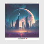 Science Fiction Cyberpunk Space City Aufkleber<br><div class="desc">Fantasy Art Produkte von The Lunarium.</div>