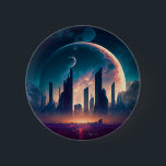 Science Fiction Cyberpunk Space City Button<br><div class="desc">Fantasy Art Produkte von The Lunarium.</div>