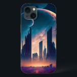 Science Fiction Cyberpunk Space City Case-Mate iPhone Hülle<br><div class="desc">Fantasy,  Sci-fi & Horror Art von The Lunarium.</div>