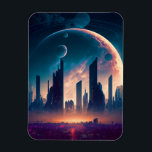 Science Fiction Cyberpunk Space City Magnet<br><div class="desc">Fantasy,  Sci-fi & Horror Art von The Lunarium.</div>