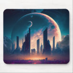 Science Fiction Cyberpunk Space City Mousepad<br><div class="desc">Fantasy Art Produkte von The Lunarium.</div>
