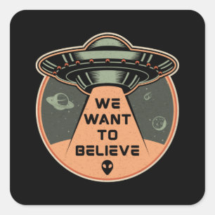 Science Fiction Day Space Science Alien Stars Gift Quadratischer Aufkleber