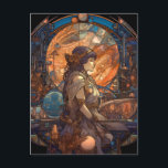 Science Fiction Fantasy Sci-Fi Art Nouveau Lady Postkarte<br><div class="desc">Fantasy,  Sci-fi & Horror Art von The Lunarium.</div>