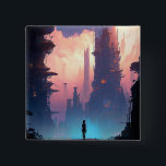 Science Fiction Futuristic City Button<br><div class="desc">Fantasy Art Produkte von The Lunarium.</div>