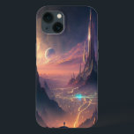 Science Fiction Futuristic City Case-Mate iPhone C Hülle<br><div class="desc">Fantasy,  Sci-fi & Horror Art von The Lunarium.</div>