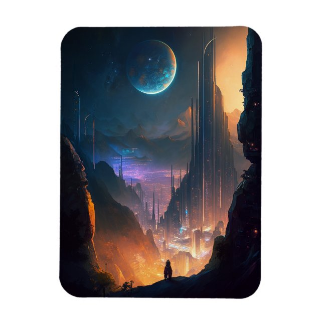 Science Fiction Futuristic City Magnet (Vertikal)