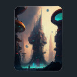 Science Fiction Futuristic City Magnet<br><div class="desc">Fantasy Art Produkte von The Lunarium.</div>
