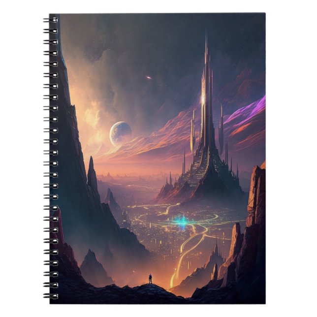 Science Fiction Futuristic City Notebook Notizblock (Vorderseite)