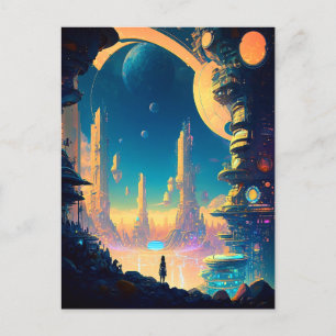 Science Fiction Futuristic City Postcard Postkarte