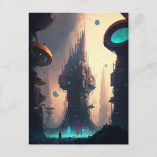 Science Fiction Futuristic City Postcard Postkarte