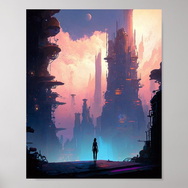 Science Fiction Futuristic City Poster (Vorne)