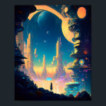 Science Fiction Futuristic City Poster<br><div class="desc">Fantasy,  Sci-fi & Horror Art von The Lunarium.</div>