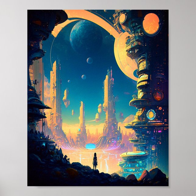 Science Fiction Futuristic City Poster (Vorne)