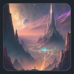 Science Fiction Futuristic City Square Sticker<br><div class="desc">Fantasy Art Produkte von The Lunarium.</div>
