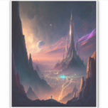 Science Fiction Futuristic City Sticker<br><div class="desc">Fantasy Art Produkte von The Lunarium.</div>