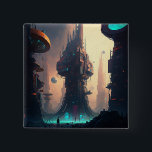 Science Fiction Futuristische City-Taste Button<br><div class="desc">Fantasy Art Produkte von The Lunarium.</div>
