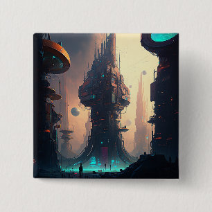 Science Fiction Futuristische City-Taste Button
