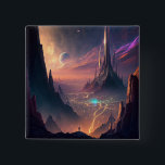 Science Fiction Futuristische City-Taste Button<br><div class="desc">Fantasy Art Produkte von The Lunarium.</div>