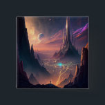Science Fiction Futuristische City-Taste Button<br><div class="desc">Fantasy Art Produkte von The Lunarium.</div>
