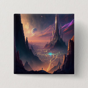 Science Fiction Futuristische City-Taste Button