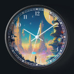 Science Fiction Futuristische City-Uhr Uhr<br><div class="desc">Fantasy Art Produkte von The Lunarium.</div>