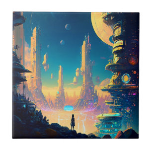 Science Fiction Futuristische Stadt Keramik Tile Fliese