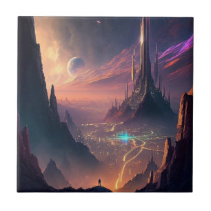 Science Fiction Futuristische Stadt Keramik Tile Fliese