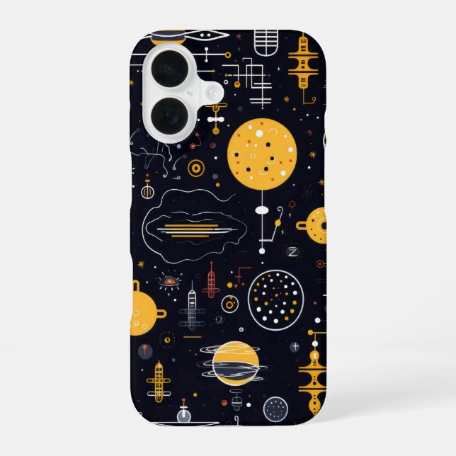Science-Fiction-Muster iPhone 16 Hülle (Rückseite)