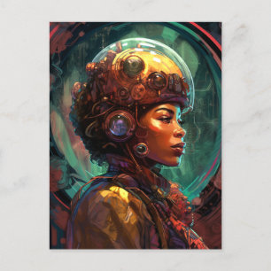 Science Fiction Schwarze Frau Afrofuturismus Postkarte