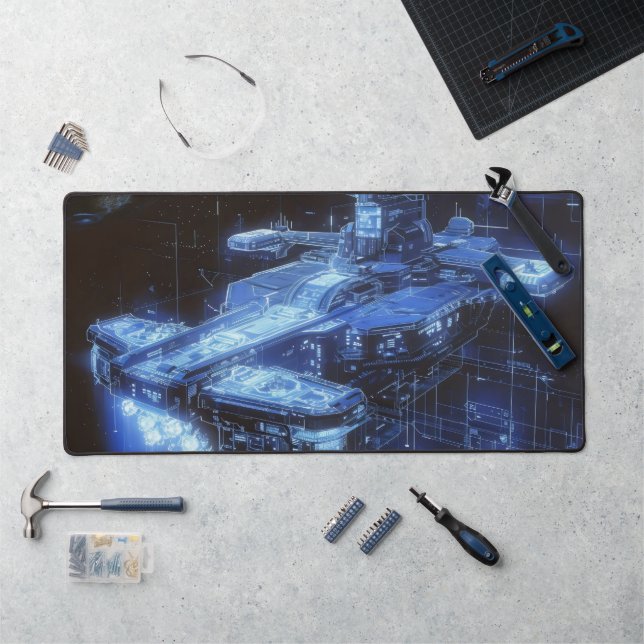 Science Fiction Ship Blueprint Schreibtischunterlage (Arbeitsplatz)