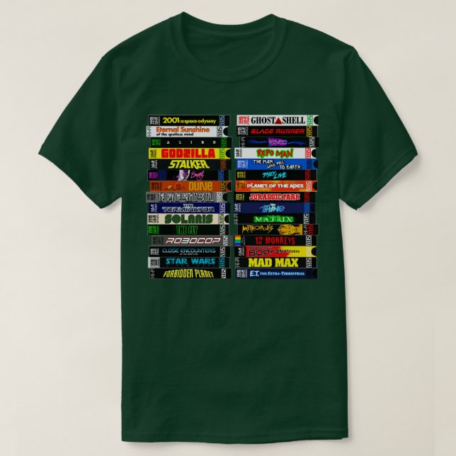 Science Fiction VHS-Stapel T-Shirt (Design vorne)