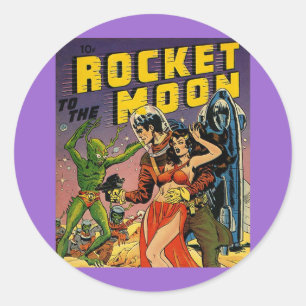 Science-Fiction-Vintage-Comicbook-Cover-Art Runder Aufkleber