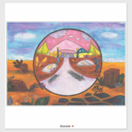 Science Fiction Wasserfarben Dimension Kunst Aufkleber