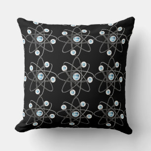 Science Geek Atom Symbol Black Throw Kissen