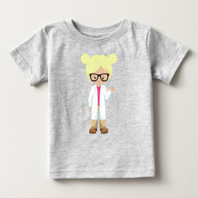 Science Girl, Scientist, Niedlich Girl, Blonde Hai Baby T-shirt (Vorderseite)